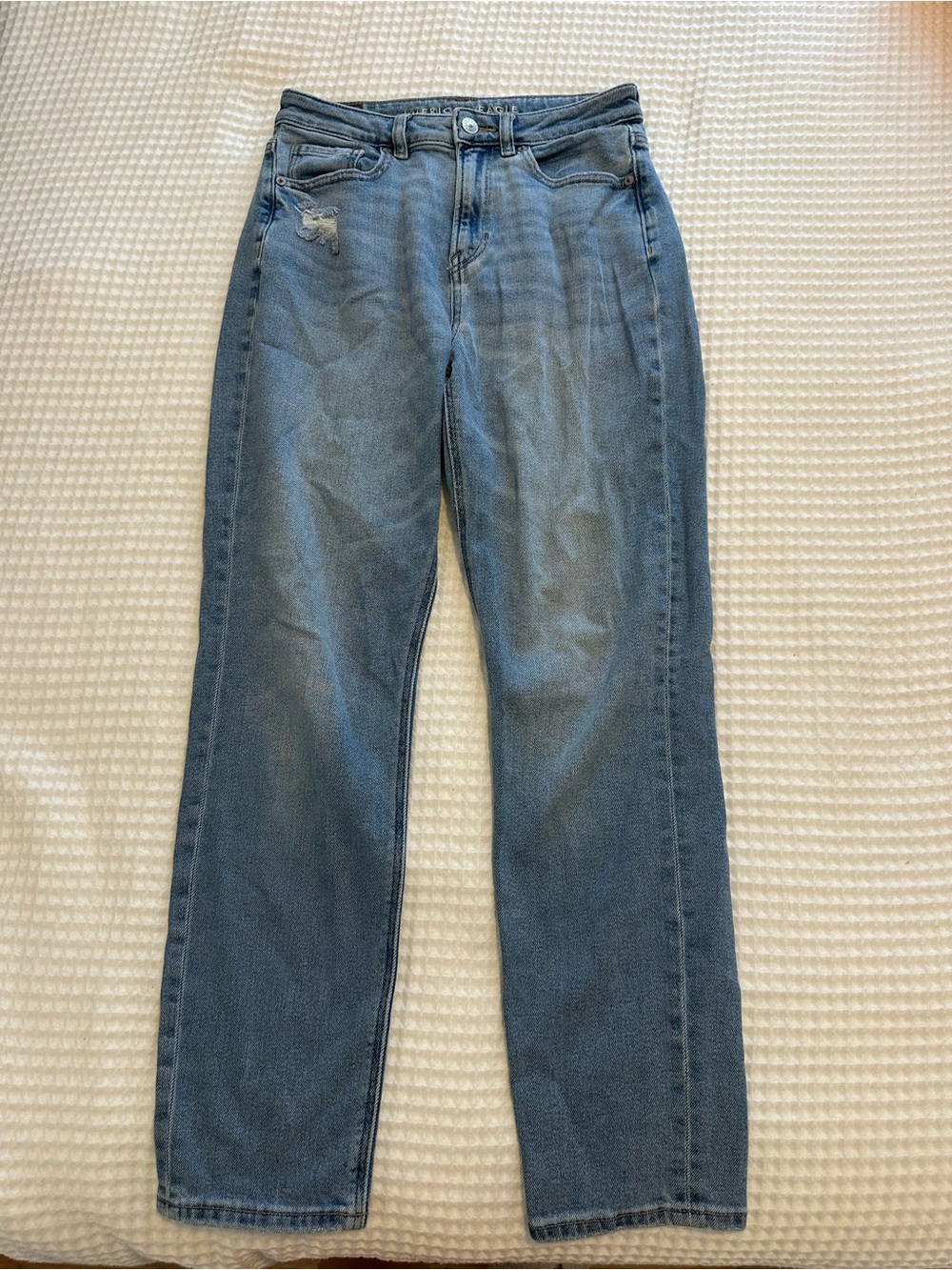 American Eagle Outfitters Blue High-Rise Straight Jeans